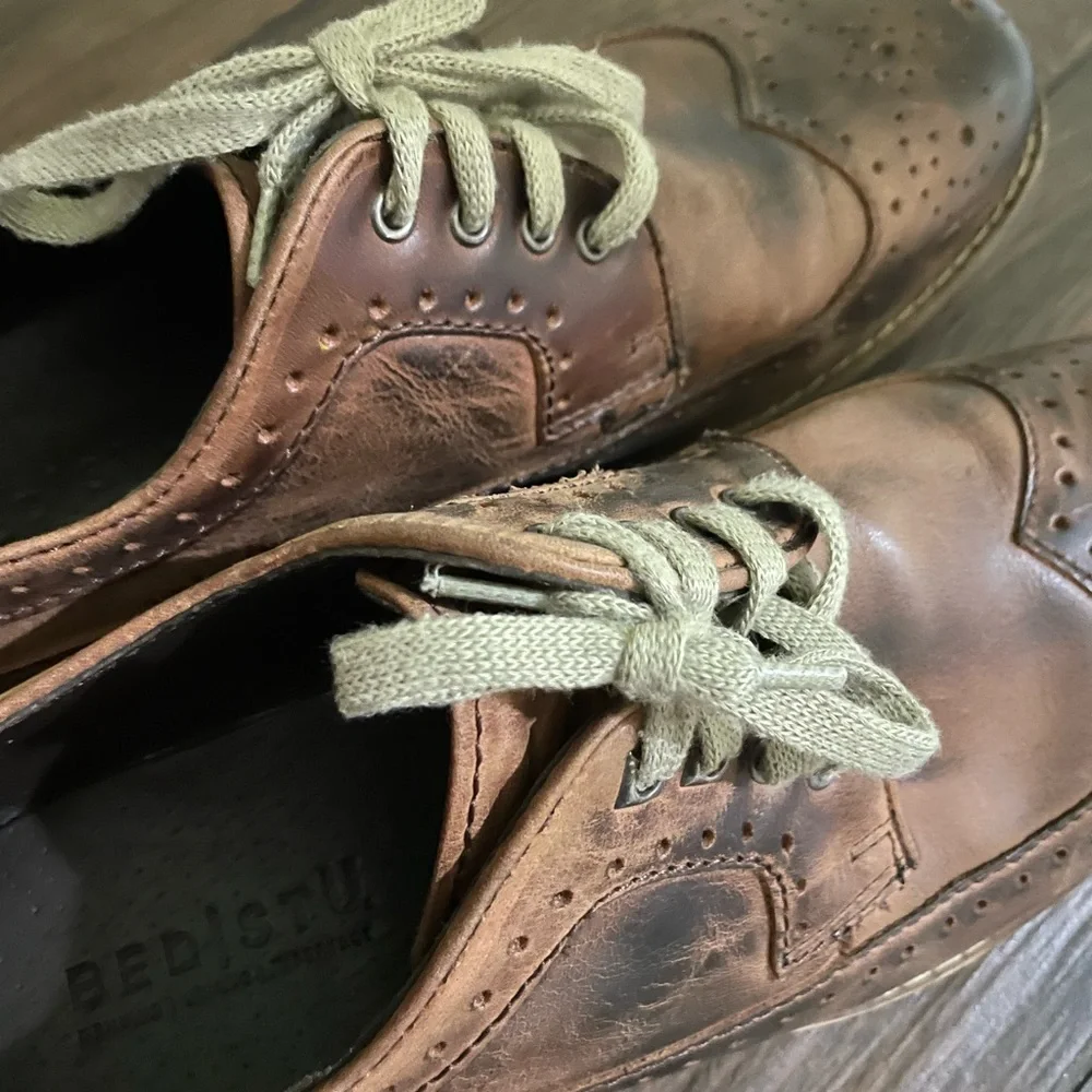 BEDSTU Beacon Tawny Zone  Leather Distressed Wingtip Lace Up Oxford Derb…